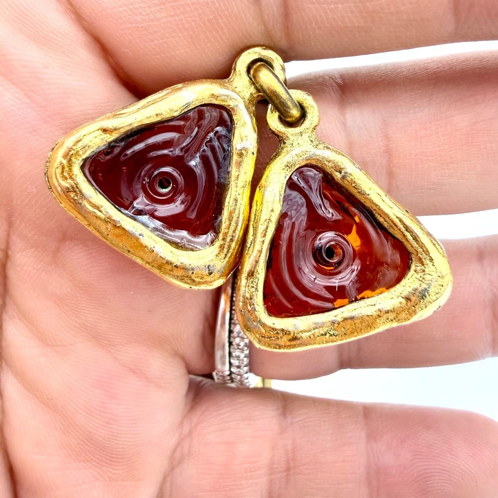 1970s CHANEL Gripoix Necklace Red Poured Glass Cluster 29" Gilt Chain VTG 105g - Picture 16 of 16